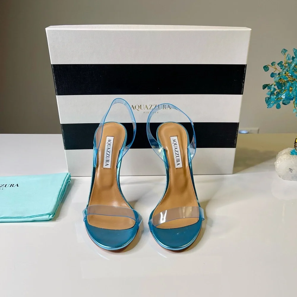 Aquazzura - So Nude PVC Slingback Sandals Ice - 37 (7) - New in Box - Picture 6 of 16